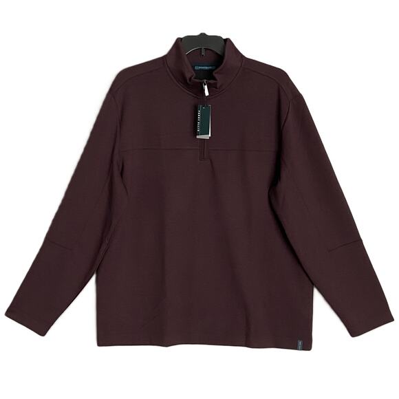 Perry Ellis Men's XLT Big & Tall 1/4 Zip Pullover Sweatshirt Dark Red NEW - Picture 2 of 10